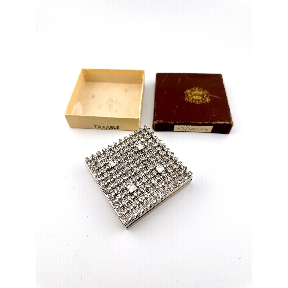 Vintage 1950s Evans Elegance Compact Powder Box Rhinestones Rare Original Box